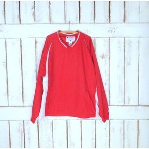 Champion red and white nylon windbreaker pullover jacket